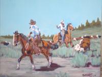 Western Americana - Cow Ponies - Acrylic On Canvas