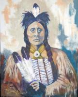 Native Americans - Two Hatchets - Acrylic On Canvas