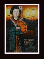 Geisha - Mixed Media Mixed Media - By Pat Graham, Impressionistic Mixed Media Artist