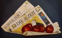 Newspapers - Newspaper With Apples - Oil On Canvas