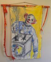 This Aint My First Rodeo Clown - Oil  Charcoal On Fabric Paintings - By Stephan Alessandri, Abstract To Surreal Painting Artist