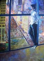 Metropolitan Alienation - Acrylic On Canvas Paintings - By Rolando Lambiase, Impressionism Painting Artist