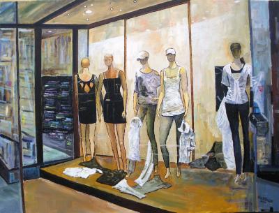 Street Scene - Spring Fashion Window - Acrylic On Canvas