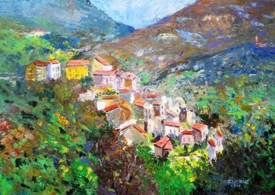 Landcityscapes - Village In The Mountains - Acrylic On Canvas