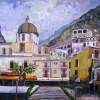 Positano Downtown - Acrylic On Canvas Paintings - By Rolando Lambiase, Impressionism Painting Artist