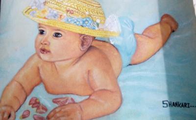 Water Colour Painting - Beautiful Baby - Water Colour