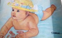 Water Colour Painting - Beautiful Baby - Water Colour