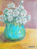 Flower Vase - Oil Pastel Paintings - By R Shankari Saravana Kumar, Oil Pastel Painting Artist