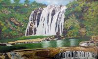 Water Falls - Enamel Painting Paintings - By R Shankari Saravana Kumar, Enamel Painti On Cardboard Painting Artist