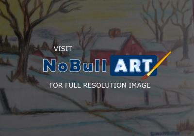 Original Art Work - Snow House - Oil Pastel