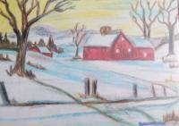 Snow House - Oil Pastel Paintings - By R Shankari Saravana Kumar, Oil Pastel Painting Artist