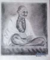 Original Art Work - Gandhiji Indian National Leader - Charcoal Powder Work