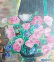 Oil Pastel - Flower Vase - Oil Pastel