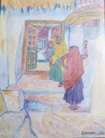 Our Tamilnadu Village - Oil Pastel Paintings - By R Shankari Saravana Kumar, Realistic Painting Artist