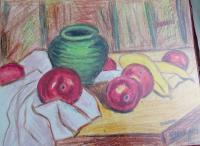 Stll Life Of Fruits - Oil Pastel Paintings - By R Shankari Saravana Kumar, Oil Pastel Painting Artist