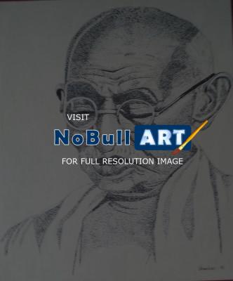 Pen Dot Work - Gandhiji Indian Famous Leader - Pen Dot Work