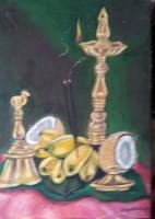 Oil Painting - Pooja Things  Still Life - Oil Painting