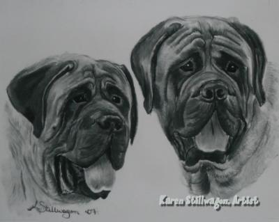 Charcoal Drawings - Porter And Moses - Charcoal