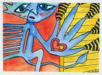Goldfish Series 11 - Watercolor  Penink Paintings - By Jennifer Shepherd, Surreal Painting Artist