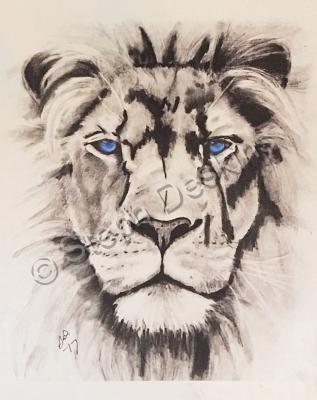 Animals - Blue Lion - Pencil  Paper