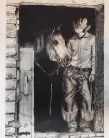 Lone Cowboy - Pencil  Paper Drawings - By Steph Deskins, Traditional Drawing Artist