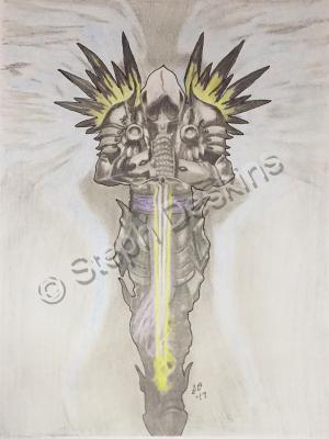 Tattoo Designs - Battling Angel - Pencil  Paper