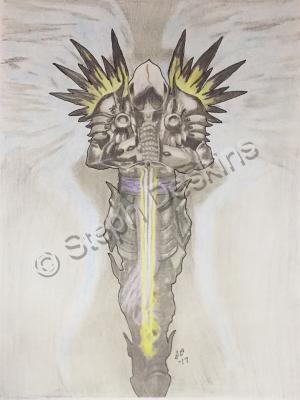 Tattoo Designs - Battling Angel - Pencil  Paper