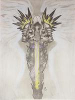 Battling Angel - Pencil  Paper Drawings - By Steph Deskins, Traditional Drawing Artist