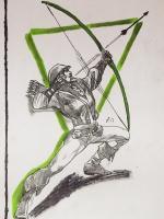 Green Arrow - Pencil  Paper Drawings - By Steph Deskins, Traditional Drawing Artist