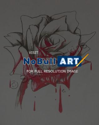 Tattoo Designs - Weeping Rose - Pencil  Paper