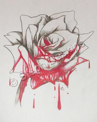 Tattoo Designs - Weeping Rose - Pencil  Paper