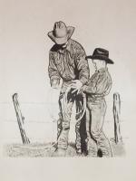 Roping Lessons - Pencil  Paper Drawings - By Steph Deskins, Traditional Drawing Artist