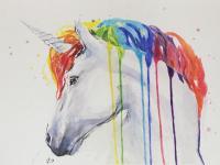 Rainbow Unicorn - Pencil  Paper Drawings - By Steph Deskins, Traditional Drawing Artist