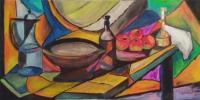 Fruit And Drink - Acrylic Paintings - By Joseph Cardinal, Abstract Painting Artist