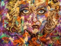 Bette Davis Eyes - Acrylic On Canvas Paintings - By Joseph Cardinal, Abstract Painting Artist