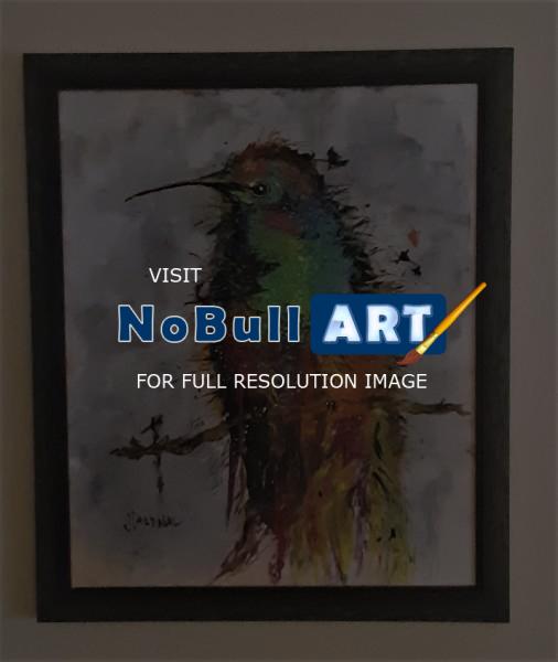 Abstract - Abstract Hummingbird-Framed-Free Ship - Acrylic On Canvas