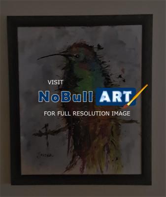Abstract - Abstract Hummingbird-Framed-Free Ship - Acrylic On Canvas