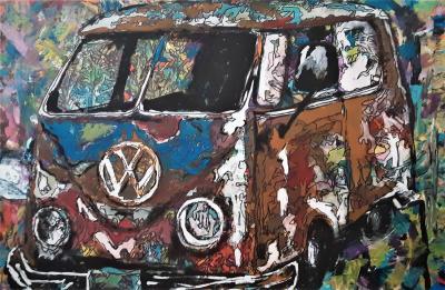 Abstract - 1963 Vw Bus - Acrylic On Canvas