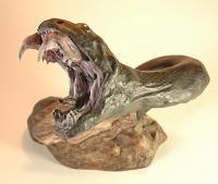 Snake Striking Close - Clay Sculptures - By Thomas Lawler, Realistic Sculpture Artist