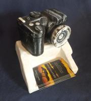 Camera Store Business Card Holder - Clay Sculptures - By Thomas Lawler, Realistic Sculpture Artist