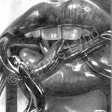 Black And White Pencil Drawing - Lips And Chain - Pencil On Paper