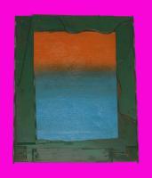 Sunset In A Green Frame - Acrylics Paintings - By Danny Hennesy, Abstract Painting Artist