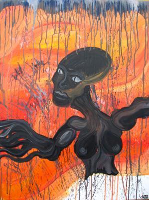 Figurative Art - Demonic Spellcaster With No Ears - Acrylics
