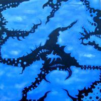 Abstract - Heavenly Blue And Jet Black - Acrylics