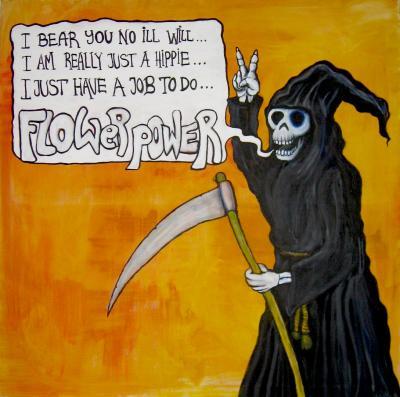 Figurative Art - The Grim Hippie Reaper By Danny Hennesy - Acrylics