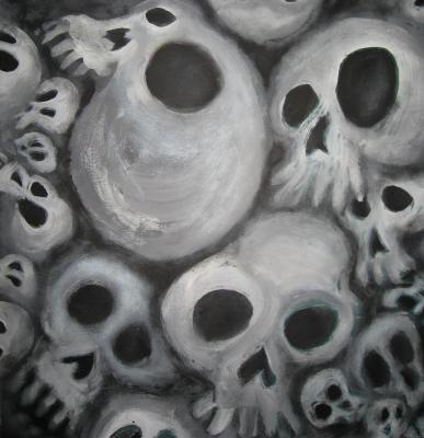 Figurative Art - Soft Cluster Of Skulls By Danny Hennesy - Acrylics