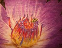 Botanical Impressionistic - Bug On A Flower - Watercolor