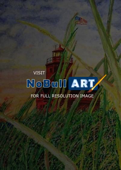 Landscape - Holland Michigan Lighthouse - Watercolor