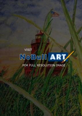 Landscape - Holland Michigan Lighthouse - Watercolor