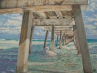 Juno Pier Florida - Watercolor Paintings - By Wayne Vander Jagt, Impressionistic Painting Artist